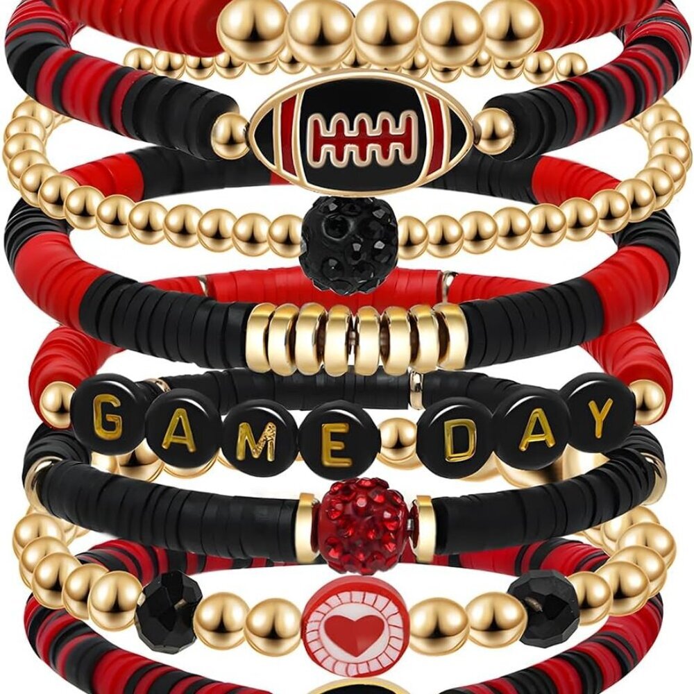 Game Day Football Charm Bracelet: Stackable Sports Jewelry for Moms & Dads - Per